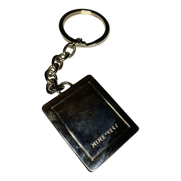NINE WEST Vintage Heavy Weight Silver Square Keychain Key Ring Fob - Picture 5 of 5